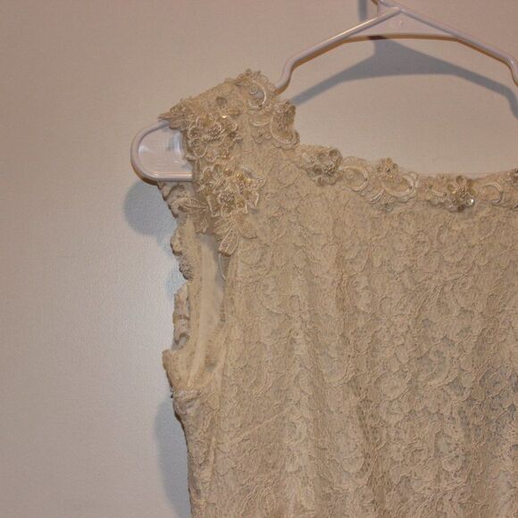 Adrianna Papell  White Lace Floral Sleeveless Maxi Dress Women's Size 12 - Picture 3 of 10
